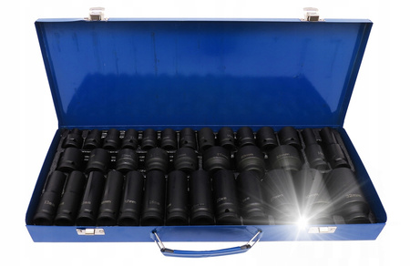 ZESTAW NASADEK NASADKI UDAROWE 1/2" 8-32 mm 35 szt. DŁUGIE KRÓTKIE WALIZKA