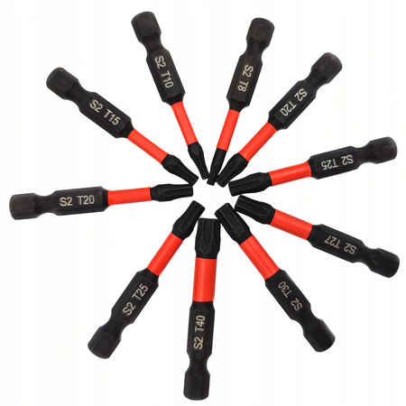 ZESTAW BITÓW BITY MAGNETYCZNE UDAROWE KOMPLET DO WKRĘTARKI TORX 50mm 10szt.