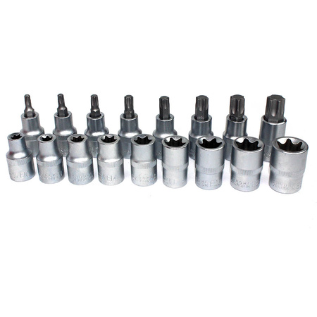 KLUCZE NASADOWE TORX NASADKI I BITY 17 SZT 1/2''