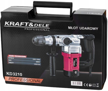 Młot udarowy SDS-PLUS 2800W 6J KD3210 + Walizka, Dłuta, Wiertła