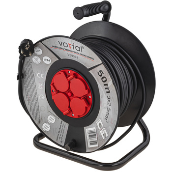 PRZEDŁUŻACZ BĘBNOWY BUDOWLANY OGRODOWY 3x2,5mm - 50m - 4 GNIAZDA Z KLAPKĄ