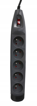 PRZEDŁUŻACZ 5 GNIAZD WYŁĄCZNIK LISTWA ZASILACZ 3m