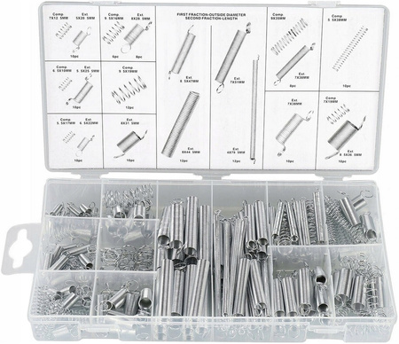 ZESTAW SPRĘŻYNEK SPRĘŻYNKI 200 SZT MIX