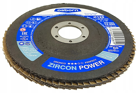 OSBORN ZIRCON POWER TARCZA LISTKOWA LAMELKOWA CYRKONOWA INOX 125mm GR60