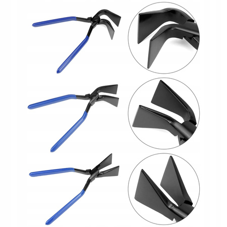 SZCZYPCE DEKARSKIE DO GIĘCIA BLACHY 3x CĘGI ZESTAW 45°, 90°, 180°