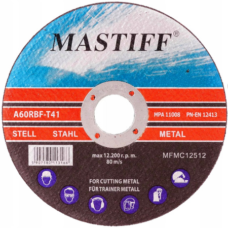 TARCZA CIĘCIA METALU inox 125 x 1,0 x 22,2 MASTIFF