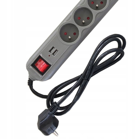 PRZEDŁUŻACZ LISTWA ZASILAJĄCA USB 1,5M 5 GNIAZD