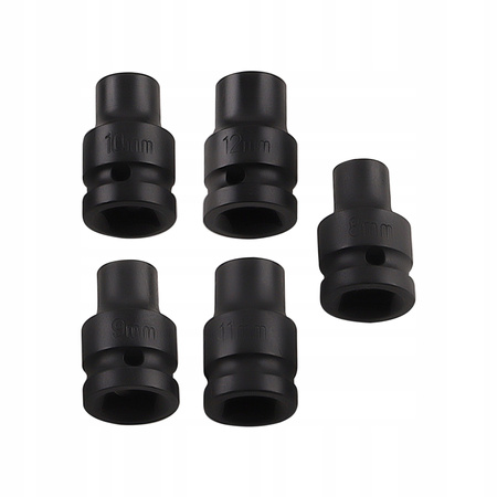 ZESTAW NASADEK UDAROWYCH GŁĘBOKICH I KRÓTKICH STAL CR-MO 1/2" 8-32