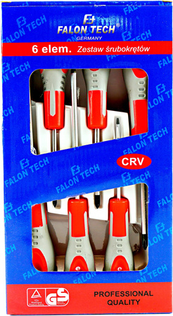 ZESTAW WKRĘTAKI ŚRUBOKRĘT PŁASKI KRZYŻAK PH 6el