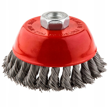 SZCZOTKA DRUCIANA DOCZOŁOWA SPLATANA 75mm M14 DRUT STALOWY SKRĘCANY