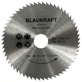 PIŁA TARCZOWA STALOWA BEZ WIDII 125x22,2 T60