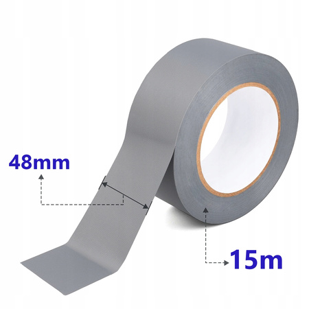 TAŚMA NAPRAWCZA SREBRNA ZBROJONA 48mm x 15m WYTRZYMAŁA DUCT TAPE SILVER
