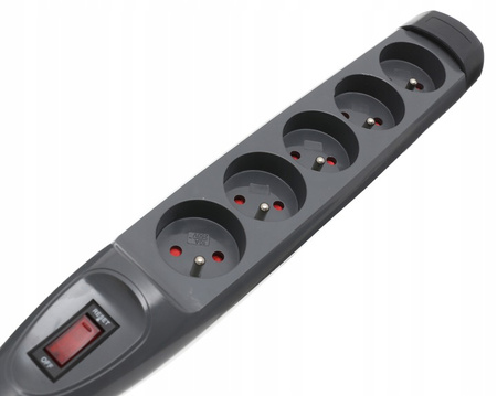 PRZEDŁUŻACZ 5 GNIAZD WYŁĄCZNIK LISTWA ZASILACZ 3m