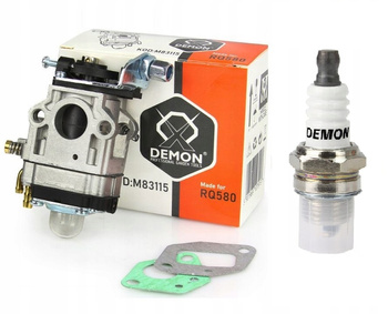 GAŹNIK DO KOSY SPALINOWEJ DEMON KOMPLET KOSA RQ580 ŚWIECA ZAPŁONOWA ZESTAW