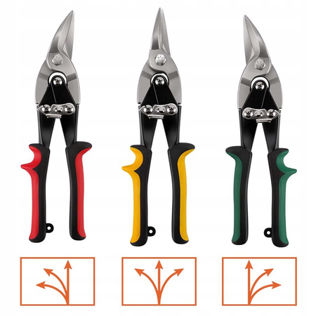 NOŻYCE DO BLACHY LEWE PRAWE PROSTE ZESTAW 3 EL 250