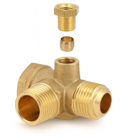 ZAWÓR ZWROTNY KOMPRESORA SPRĘŻARKI 1/2" x 1/2" x 1/8" MOSIĘŻNY SZCZELNY