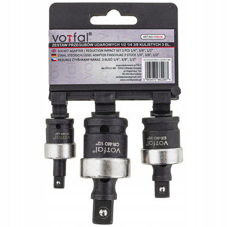 Przeguby Kulowe Udarowe Cardana CR-MO – Zestaw 1/4", 3/8", 1/2" - 3szt.