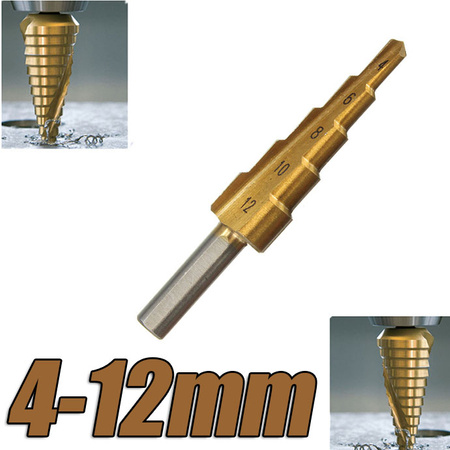 WIERTŁO STOPNIOWE STOŻKOWE 4-12 mm HSS+TYTAN PROFI