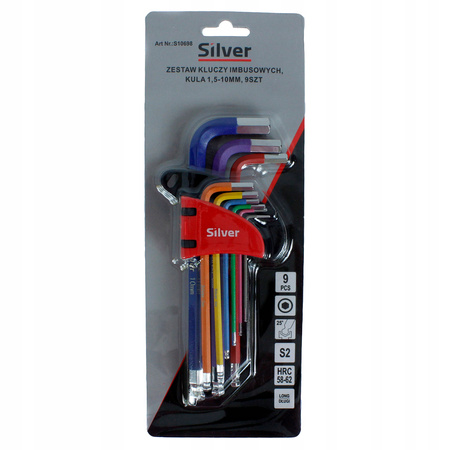 ZESTAW KLUCZY KLUCZE IMBUSOWE HEX Z KULKĄ 1,5-10mm