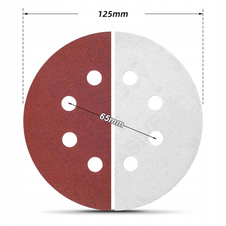 50x PAPIER ŚCIERNY 125 KRĄŻKI RZEP DO SZLIFIERKI OSCYLANYJNEJ OTWORY P100