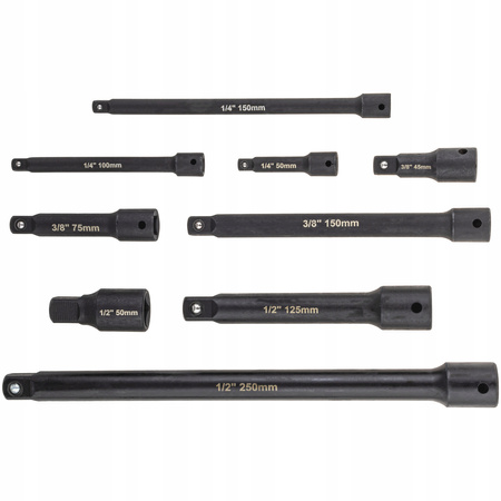 ZESTAW PRZEDŁUŻEK UDAROWYCH 1/4 3/8 1/2 UDAR KLUCZY NASADKI 9 EL