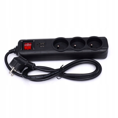 PRZEDŁUŻACZ LISTWA ZASILAJĄCA USB 1,5M 3 GNIAZDA