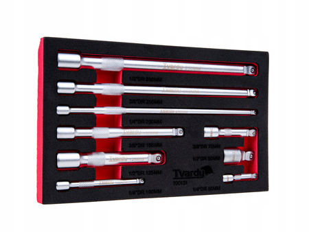 KOMPLET PRZEDŁUŻEK UCHYLNYCH 1/2" 1/3" 3/8" STAL CRV PRZEDŁUŻKA 9 EL. WKŁAD