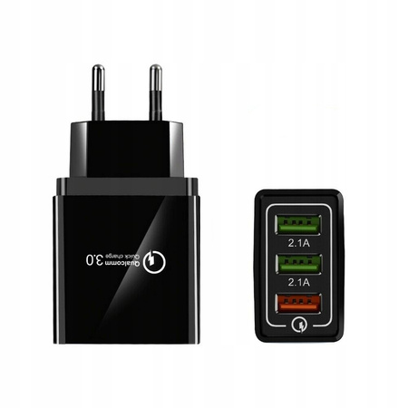 ŁADOWARKA SIECIOWA SZYBKA QUICK CHARGE 3.0 3xUSB
