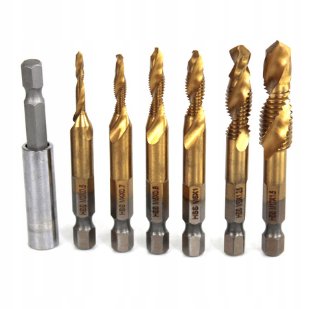 WIERTŁA GWINTUJĄCE HSS M3 - M10 GWINTOWNIKI 7 EL.