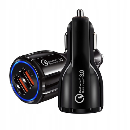Ładowarka samochodowa QUICK CHARGE 2 porty USB LED