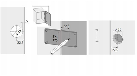 SZABLON DO MONTAŻU ZAWIAS MEBLOWY 35-40mm