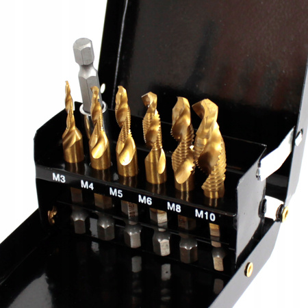 WIERTŁA GWINTUJĄCE HSS M3 - M10 GWINTOWNIKI 7 EL.