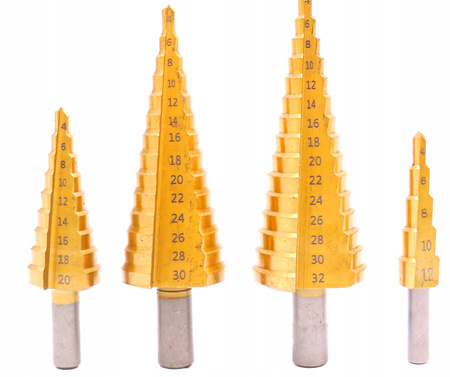 ZESTAW WIERTŁO STOPNIOWE STOŻKOWE TYTAN 4-32mm 4el