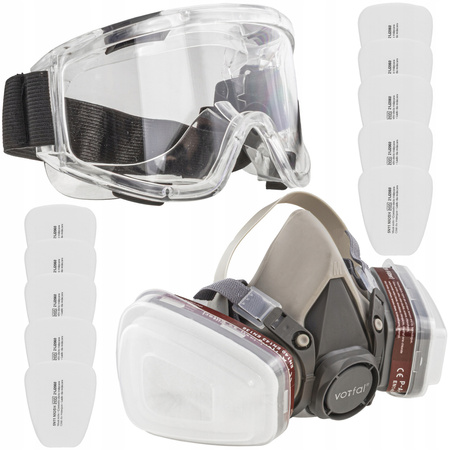 MASKA LAKIERNICZA PÓŁMASKA OCHRONNA PRZECIWPYŁOWA FILTRY WKŁADY OKULARY