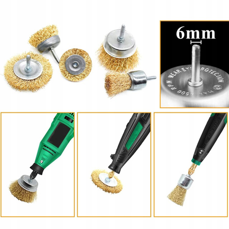 ZESTAW SZCZOTEK DRUCIANYCH DO WIERTARKI WKRĘTARKI STALI METALU DREWNA 5 szt