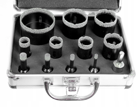 Zestaw Otwornic Diamentowych do gresu M14 6-68 mm - 11 sztuk + Adapter HEX