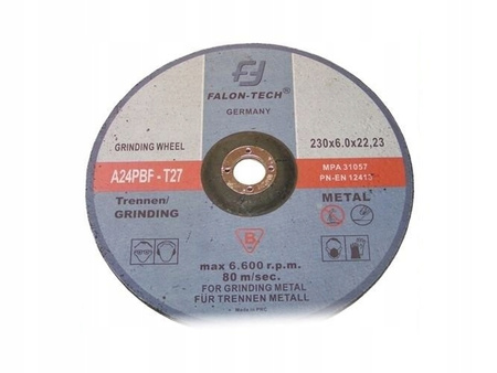TARCZA DO SZLIFOWANIA STALI METALU 230 x 6 FALON