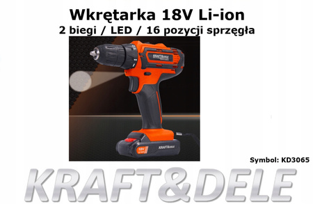 WIERTARKA WKRĘTARKA AKUMULATOROWA 2 BIEGOWA 18V