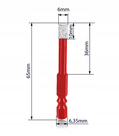OTWORNICA WIERTŁO DIAMENTOWE DO GRESU HEX 6 8 10