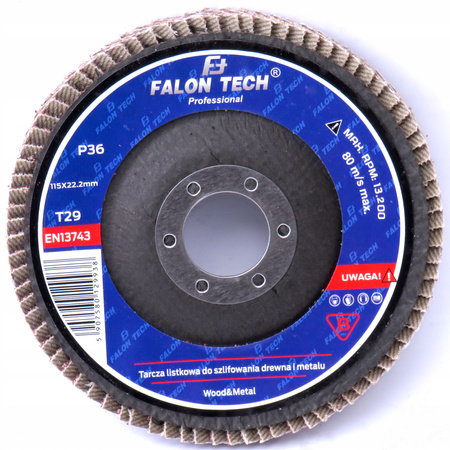 TARCZA LAMELKOWA LISTKOWA SZLIFOWANIA 115 GR 36 FT