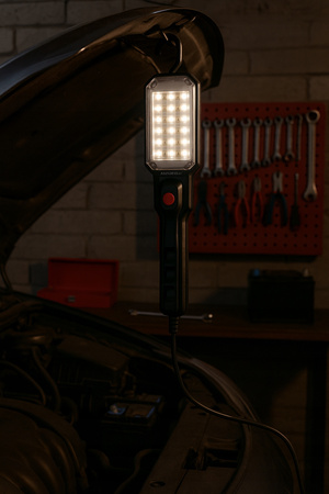 Latarka warsztatowa Lampka LED 15W - 30 diod, hak, magnes, przewód 5m