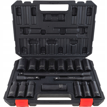 ZESTAW NASADEK UDAROWYCH 10-24 MM NASADKI UDAROWE 1/2 UDAR 18 EL PRZEDŁUŻEK