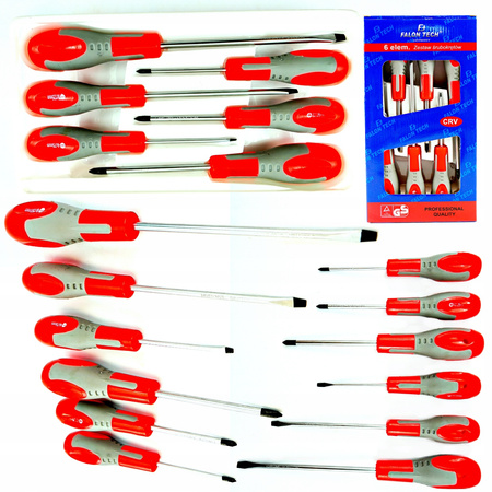 ZESTAW WKRĘTAKI ŚRUBOKRĘT PŁASKI KRZYŻAK PH 6el