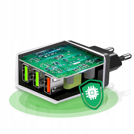 ŁADOWARKA SIECIOWA SZYBKA QUICK CHARGE 3.0 3xUSB