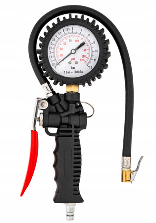 PISTOLET POMPKA DO POMPOWANIA KÓŁ Z MANOMETREM DO KOMPRESORA DUŻY 12 BAR