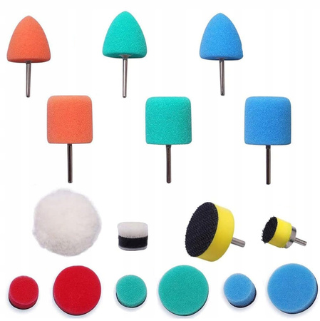 ZESTAW MINI KOŃCÓWEK GĄBEK POLERSKICH DO DETAILINGU POLEROWANIA 16szt