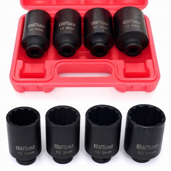 Nasadki udarowe 1/2" 12-kątne 34 36 38 41 mm komplet 4 szt CrMo