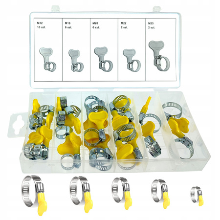 OPASKI ZACISKOWE ŚLIMAKOWE Z MOTYLKIEM M12-M25 x26