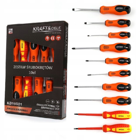 ZESTAW ŚRUBOKRĘTÓW 10el. wkrętaki śrubokręty izolowane do 1000V
