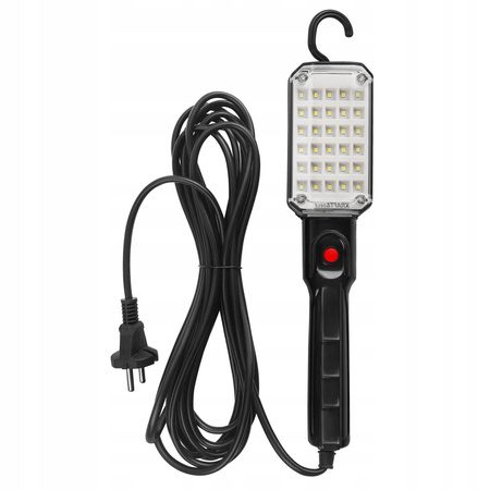 Latarka warsztatowa Lampka LED 15W - 30 diod, hak, magnes, przewód 5m